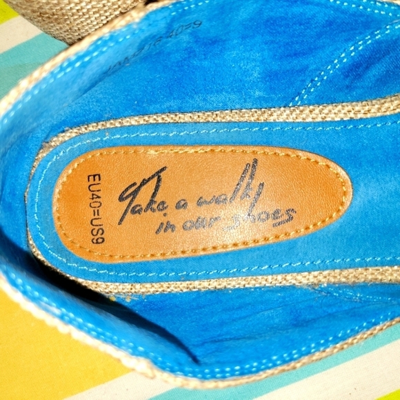 Piranda* Dignity* Slip on Flats* Blue/Tan Print* Sz 9 - Picture 8 of 8